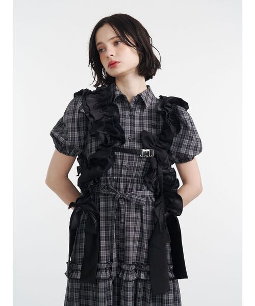 ジュエティ ワンピース jouetie ワンピース ヘムフリルチェックロングシャツワンピース