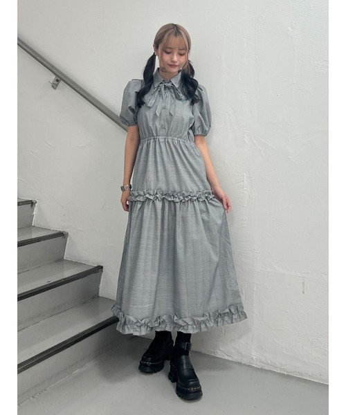 ジュエティ ワンピース jouetie ワンピース ヘムフリルチェックロングシャツワンピース