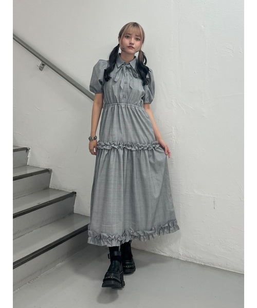 ジュエティ ワンピース jouetie ワンピース ヘムフリルチェックロングシャツワンピース