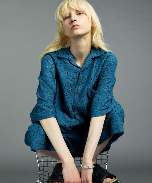 MAISON SPECIAL シャツ 「UNISEX」Crochet Like Mesh Prime-Over