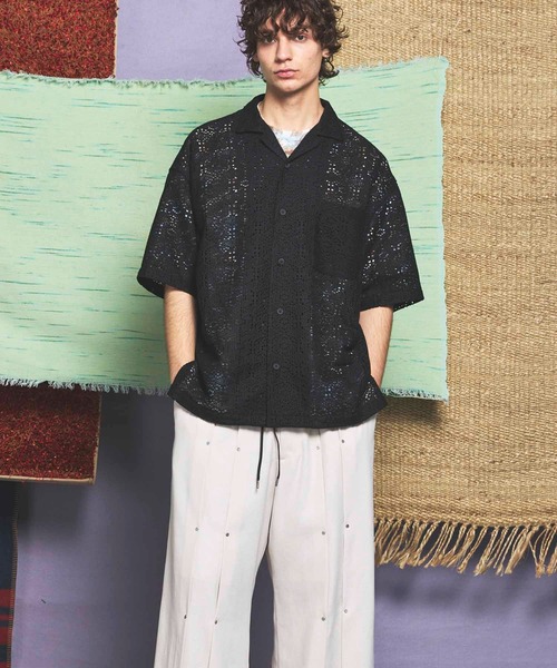 MAISON SPECIAL シャツ 「UNISEX」Crochet Like Mesh Prime-Over