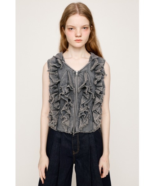 SLY tシャツ FRONT ZIP FRILL TOPS フロントジップ フリル