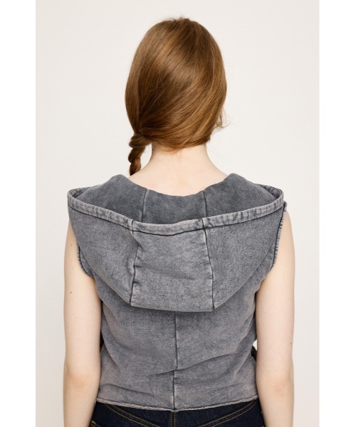 トップス FRILL SNAP SLEEVELESS_SKY SLY tシャツ FRONT ZIP FRILL TOPS フロントジップ フリル