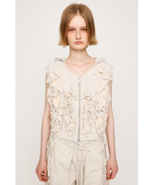 tシャツ FRILL GATHER TOPS/フリルギャザートップス レディース Frill Gather Stitching Top/フリルギャザーステッチトップス