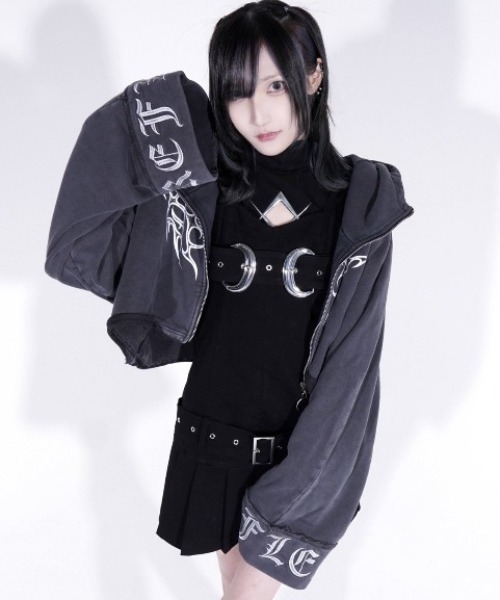 REFLEM◆パーカー/FREE/コットン/BLK/4037400100 REFLEM 「REFLEM」 ジップアップパーカー FREE ブラック