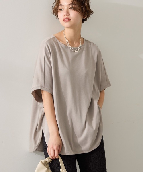 tシャツ ノーブルスムース バックシャンプルオーバー レディース AMERICAN HOLIC tシャツ 接触冷感スムースニュアンスロングプル
