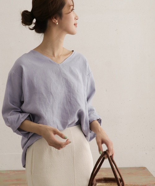 「URBAN RESEARCH DOORS」 長袖ブラウス ONE パープル レディース