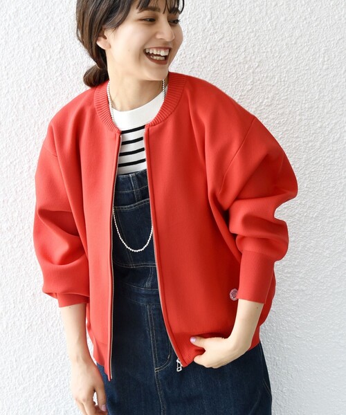 「SHIPS any」 ニットカーディガン ONE SIZE レッド レディース