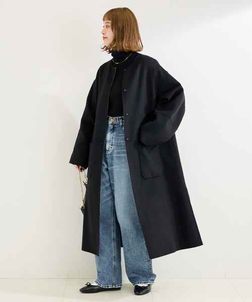 B.C STOCK（ベーセーストック） ノーカラーコート MEDIUM ブラック