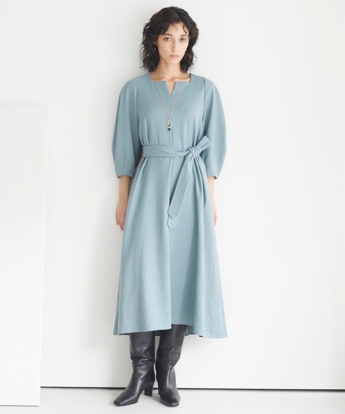 ANAYI 「ANAYI」 7分袖ワンピース 36 ライトグレー レディース