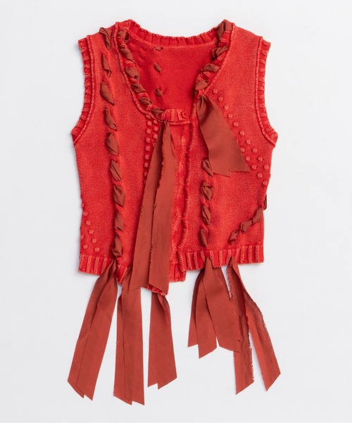 MAISON SPECIAL（メゾンスペシャル） ベスト ジレ Ribbon Stitch Knit