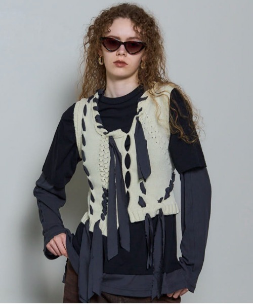 ベスト ジレ 「25AW PRE-ORDER」Ribbon Stitch Knit Vest/リボンステッチニットベスト「MAISON SPECIAL