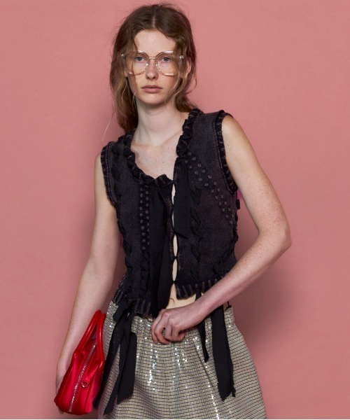 MAISON SPECIAL ベスト ジレ Ribbon Stitch Knit Vest/リボン