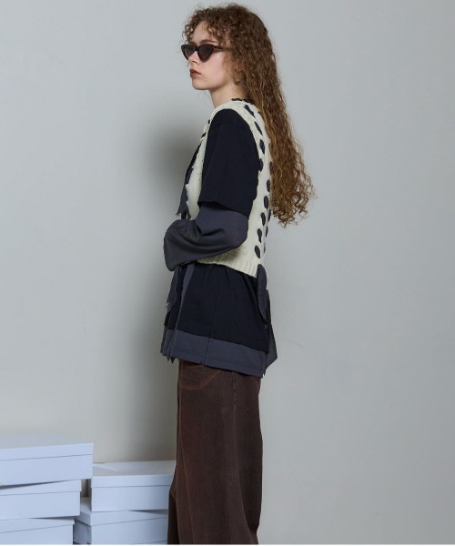 MAISON SPECIAL ベスト ジレ Ribbon Stitch Knit Vest/リボン