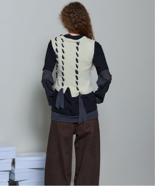 MAISON SPECIAL リボンベスト MAISON SPECIAL ベスト ジレ Ribbon Stitch Knit Vest/リボン