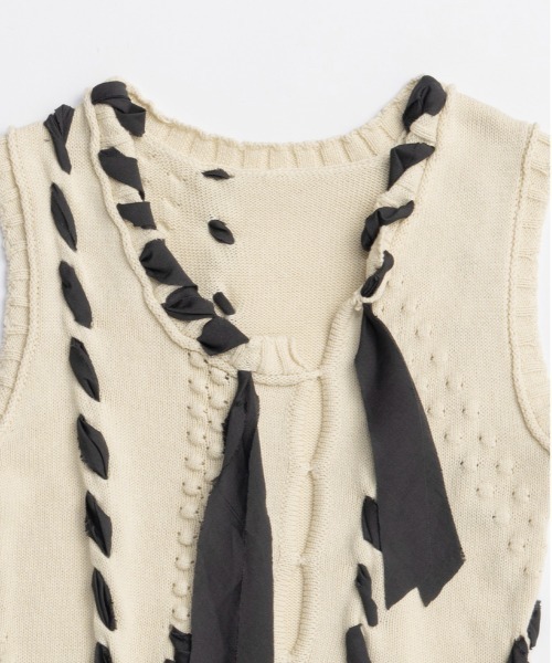 MAISON SPECIAL ベスト ジレ Ribbon Stitch Knit Vest/リボン