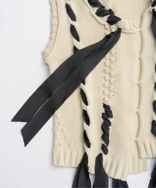 MAISON SPECIAL（メゾンスペシャル） ベスト ジレ Ribbon Stitch Knit