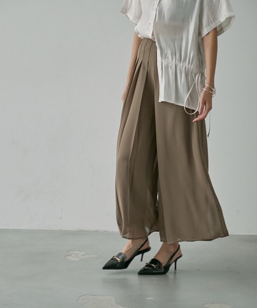 NUJOH スラックス パンツ Pleated Pintuck Half ＆ Pants