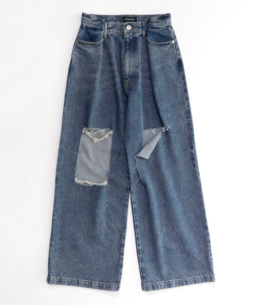 「MAISON SPECIAL」 ダメージ加工デニムパンツ 36 ブルー レディース