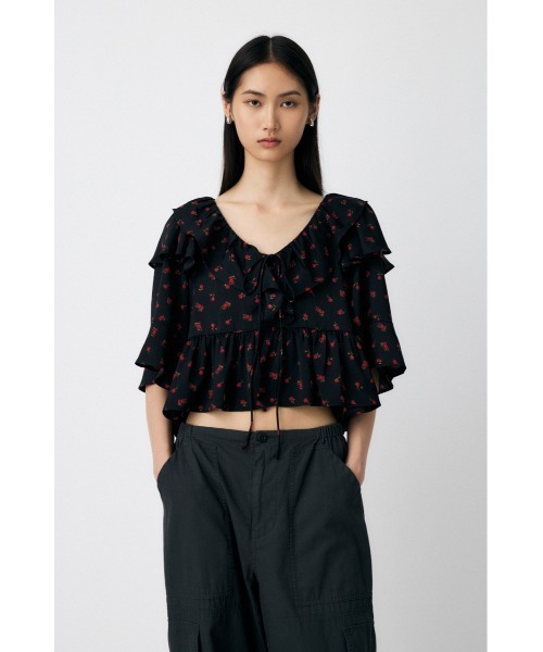 MOUSSY（マウジー） ブラウス シャツ FLOWER PATTERN FRILLS トップス