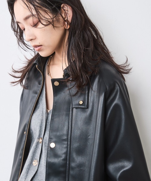 シックスタイル☆ライトブルゾン☆ミリタリーブルゾン CHIC STYLE（シックスタイル） ブルゾン アウター 合皮ブルゾン