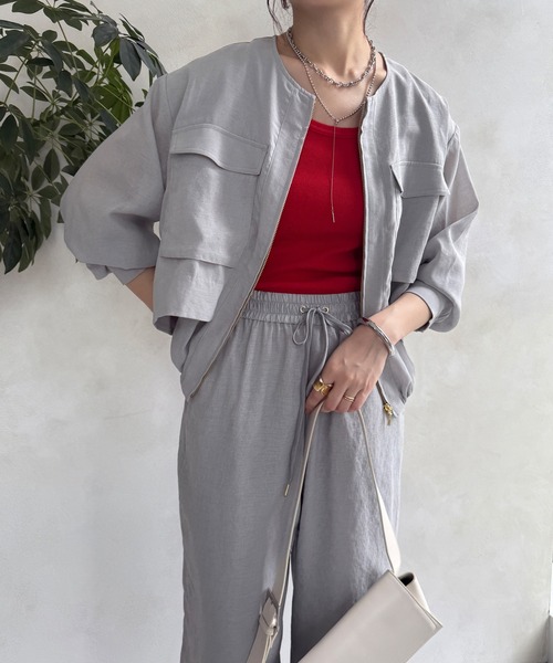 DouDou（ドゥドゥ） ジップアップブルゾン FREE グレー レディース