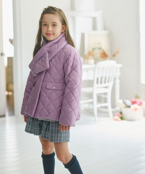 コート アウター 「110-140cm」マフラー付き中綿キルト アウター キッズ 子供服 女の子の画像