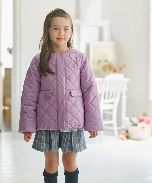 コート アウター 「110-140cm」マフラー付き中綿キルト アウター キッズ 子供服 女の子の画像