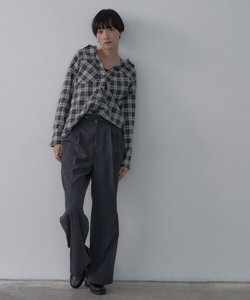 INDIVI GALLEST ブラウス シャツ オンブレチェックシャツ レディース