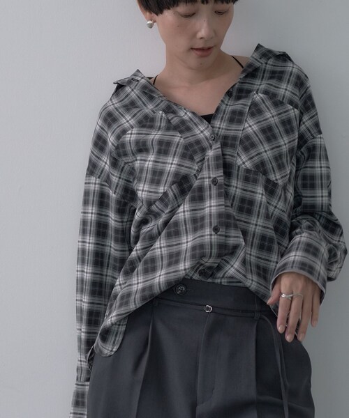 INDIVI GALLEST ブラウス シャツ オンブレチェックシャツ レディース
