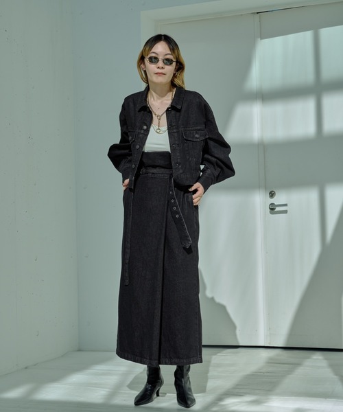 d.i.a新品黒いデニム風ジャケット Ezick デニムジャケット FREE ブラック レディース : ZOZOTOWN Yahoo