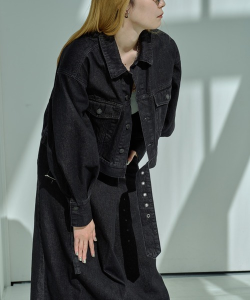 d.i.a新品黒いデニム風ジャケット Ezick デニムジャケット FREE ブラック レディース : ZOZOTOWN Yahoo