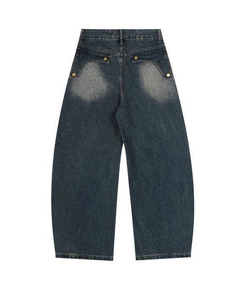 ジーンズ グラフィックステッチ ダメージ加工 デニムパンツ メンズ