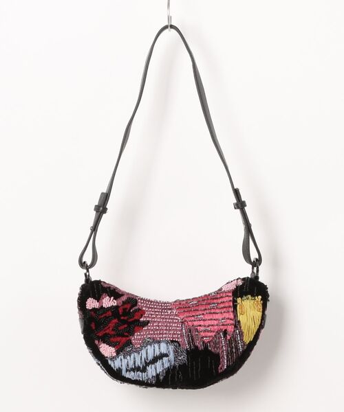 Desigual（デシグアル） トートバッグ カラービーズ刺繍ハーフムーン