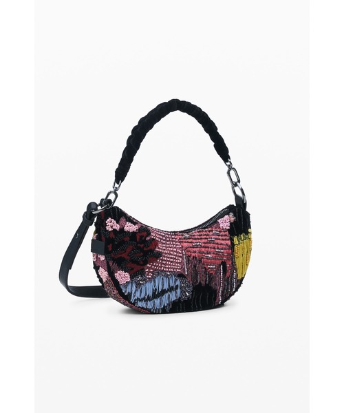 Desigual（デシグアル） トートバッグ カラービーズ刺繍ハーフムーン