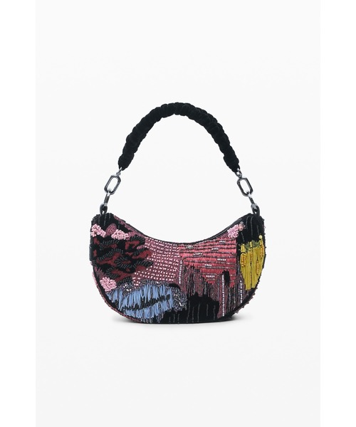 Desigual（デシグアル） トートバッグ カラービーズ刺繍ハーフムーン