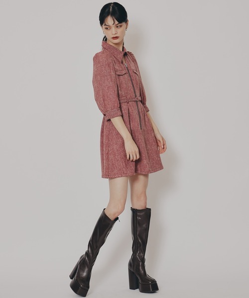 REDYAZEL ワンピース カラーミックスフロントZIPワンピース : ZOZOTOWN