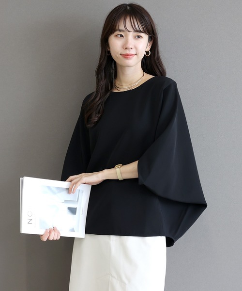 Aletta vita ブラウス シャツ ジョーゼットボートネックドルマン
