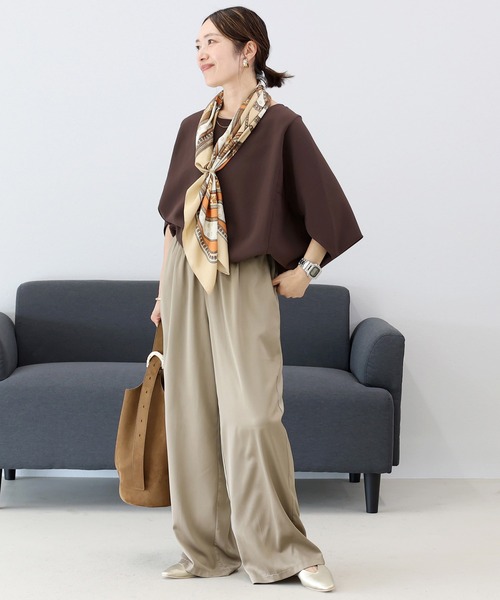 Aletta vita ブラウス シャツ ジョーゼットボートネックドルマン