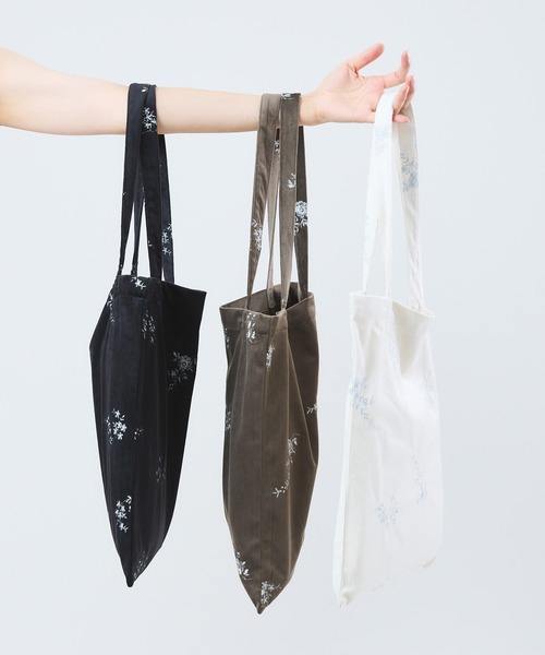 Muscat トートバッグ フラワー刺繍ベロアトートバッグ レディース