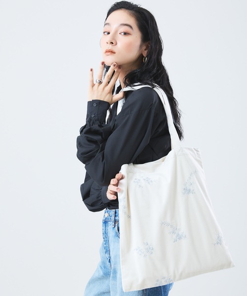 Muscat トートバッグ フラワー刺繍ベロアトートバッグ レディース