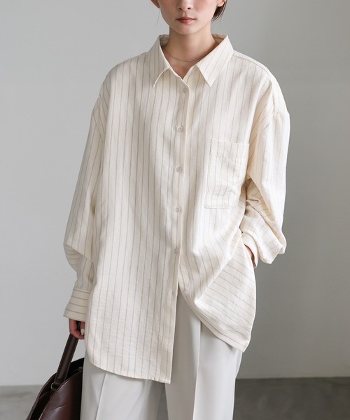 select MOCA（セレクトモカ） ブラウス シャツ ピーチスキンストライプ