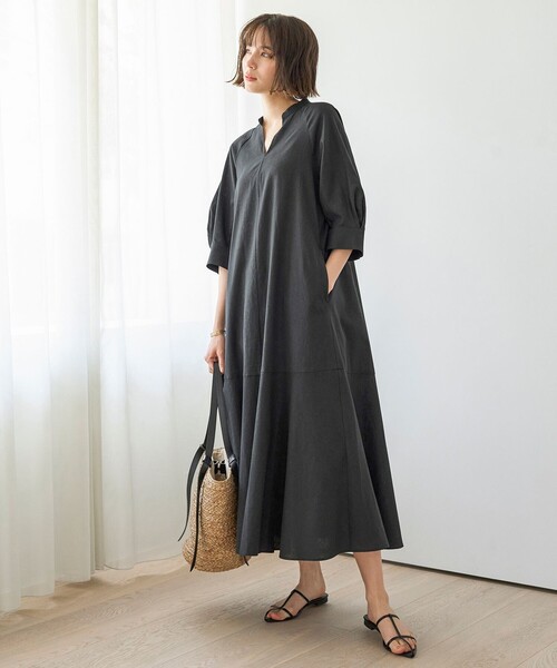 「UNFILO」 7分袖ワンピース SMALL グレー レディース_画像2