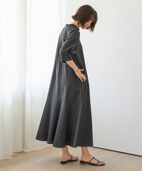 「UNFILO」 7分袖ワンピース SMALL グレー レディース_画像3