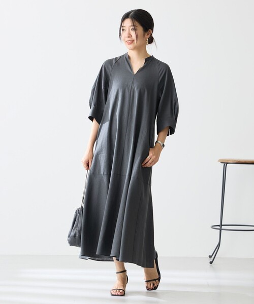 「UNFILO」 7分袖ワンピース SMALL グレー レディース_画像5