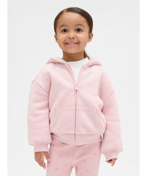 GAP y2k ジップパーカー　裏ボア　アーチロゴ　ピンク　ラメ GAP（ギャップ） パーカー 裏ボア スパンコール ジップアップパーカー