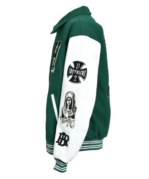 ダウンジャケット ダウン 「BREATH」BH PATCH STADIUM JACKET / グリーン 「BR25AW-O0002」 メンズの画像