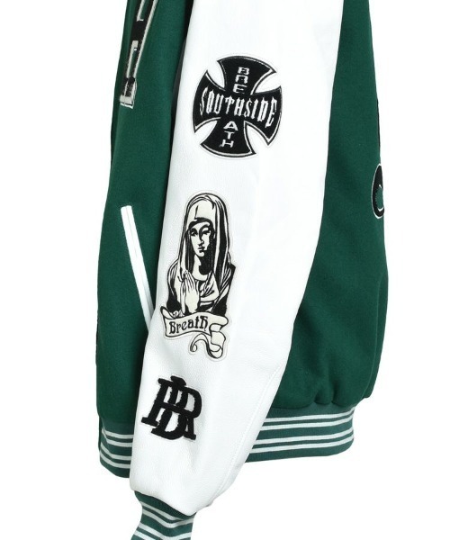 ダウンジャケット ダウン 「BREATH」BH PATCH STADIUM JACKET / グリーン 「BR25AW-O0002」 メンズの画像
