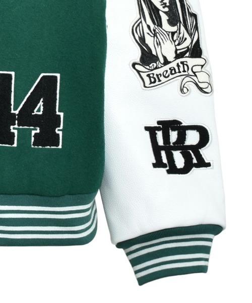 ダウンジャケット ダウン 「BREATH」BH PATCH STADIUM JACKET / グリーン 「BR25AW-O0002」 メンズの画像