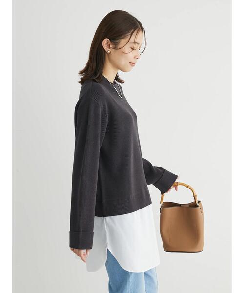 「Green Parks」 「chocol raffine robe」長袖ニット FREE チャコールグレー レディース_画像2